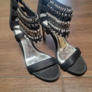 Gianni Bini Black Heels with Silver Embellishments
